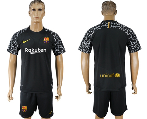 Barcelona Blank Black Goalkeeper Soccer Club Jersey - Click Image to Close